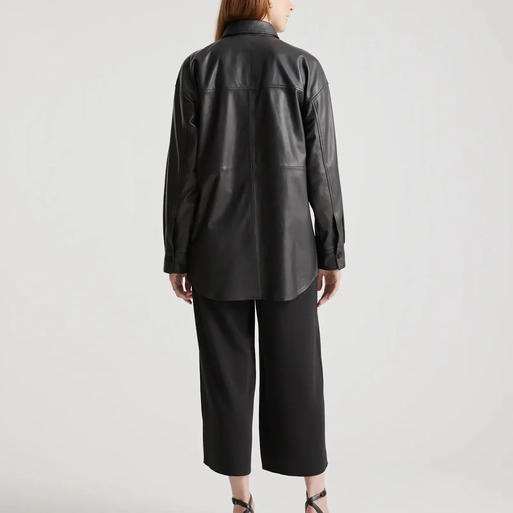 NWT Quince 100% Leather Shirt Jacket - Picture 13 of 14